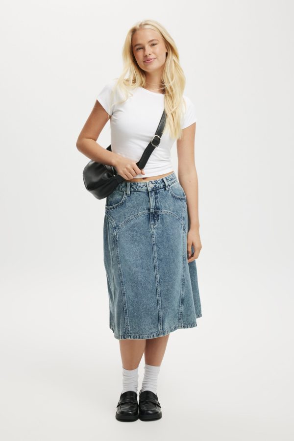 Cotton On Women - Bowie Denim Midi Skirt - Blue crush