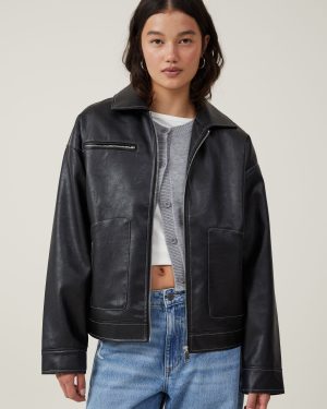 Cotton On Women - Leo Faux Leather Jacket - Black