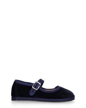 Cotton Velvet Mary Jane Loafers