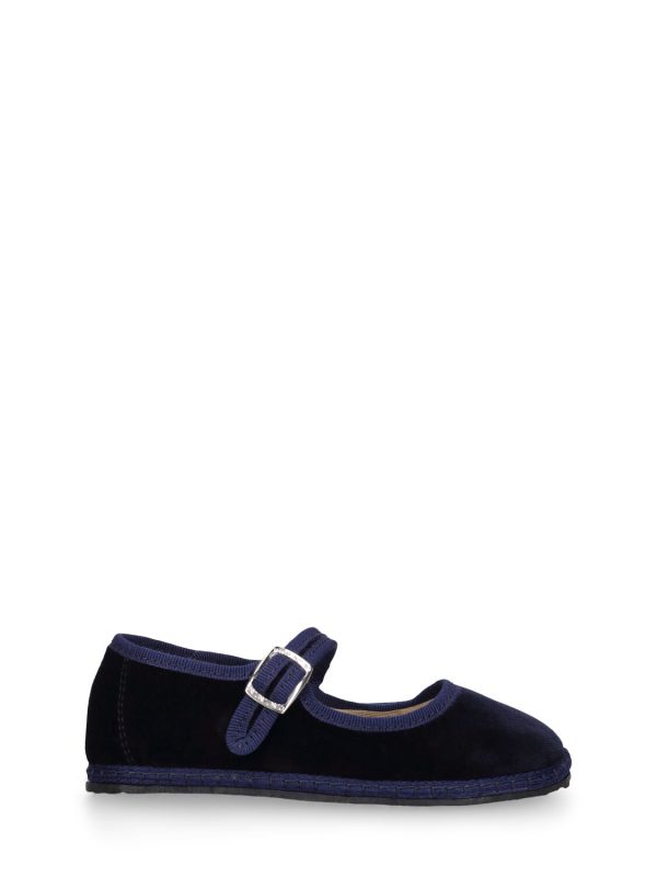 Cotton Velvet Mary Jane Loafers