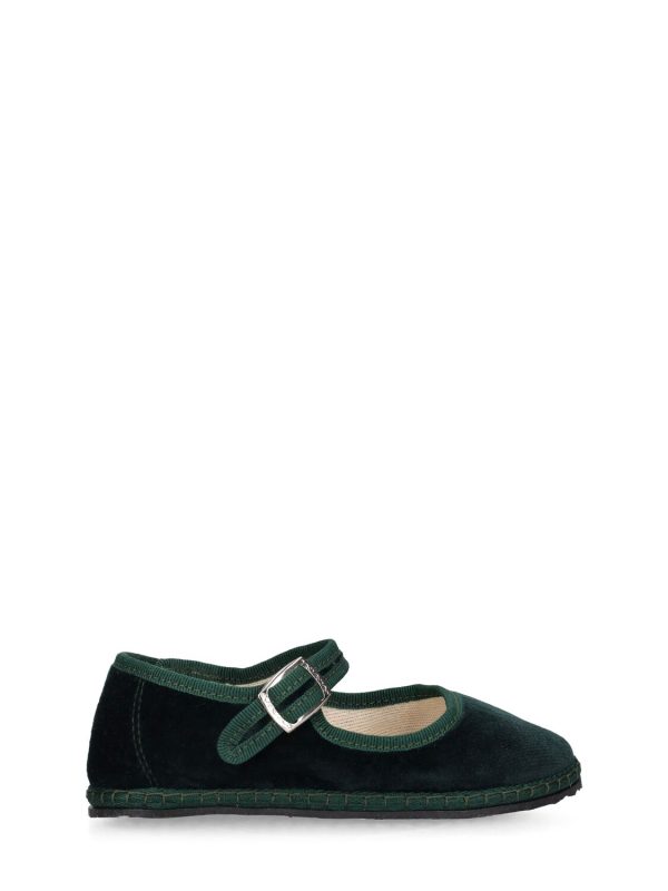 Cotton Velvet Mary Jane Loafers