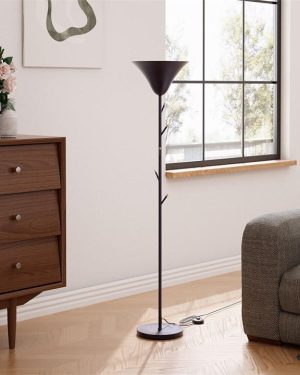 Cottonfy UK Modern Black E14 1-Light Floor Lamp with Coat Rack