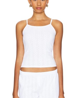 Cou Cou Intimates The Regular Picot Tank Top in White. Size M, S, XS.