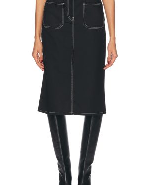 Courreges 2 Pocket Denim Skirt in Black & White - Black. Size 24 (also in 25, 26, 27, 29).