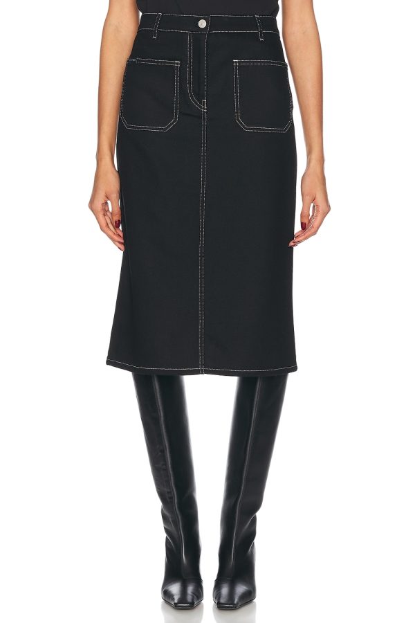 Courreges 2 Pocket Denim Skirt in Black & White - Black. Size 24 (also in 25, 26, 27, 29).