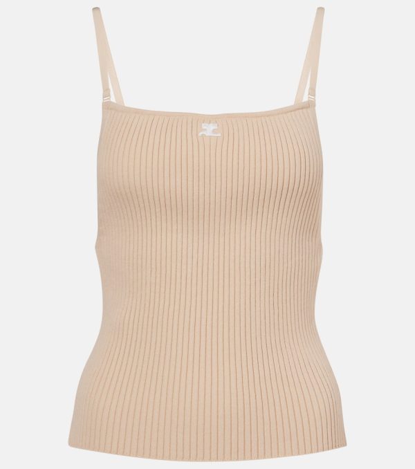 Courreges Logo ribbed-knit tank top