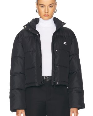 Courreges Nylon Puffer Jacket in Black - Black. Size L (also in S).