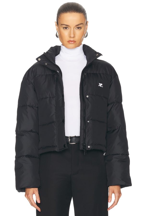 Courreges Nylon Puffer Jacket in Black - Black. Size L (also in S).