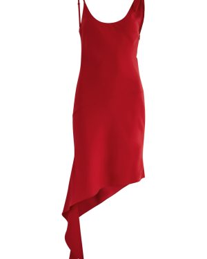 Courrges Asymmetric Crepe Mini Dress - Red - 34 (UK6 / XS)