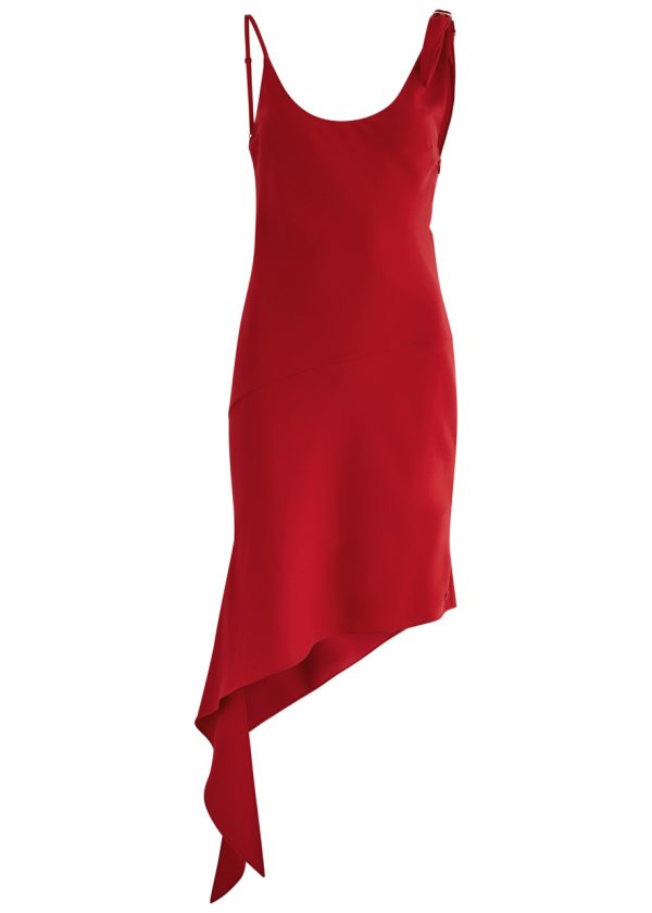 Courrges Asymmetric Crepe Mini Dress - Red - 34 (UK6 / XS)