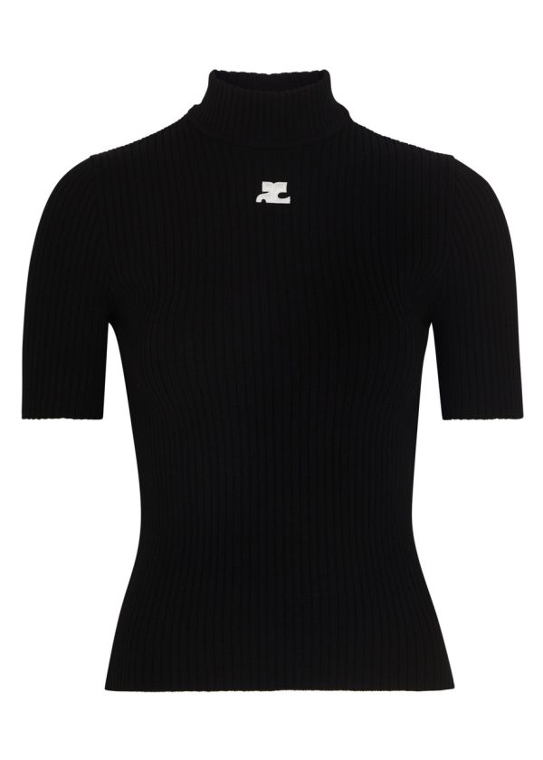 Courrges Logo Ribbed-knit top - Black - M