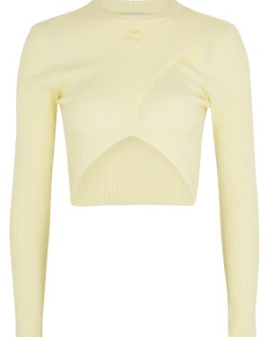 Courrges Yellow Cropped Ribbed-knit top - 0 (UK6)