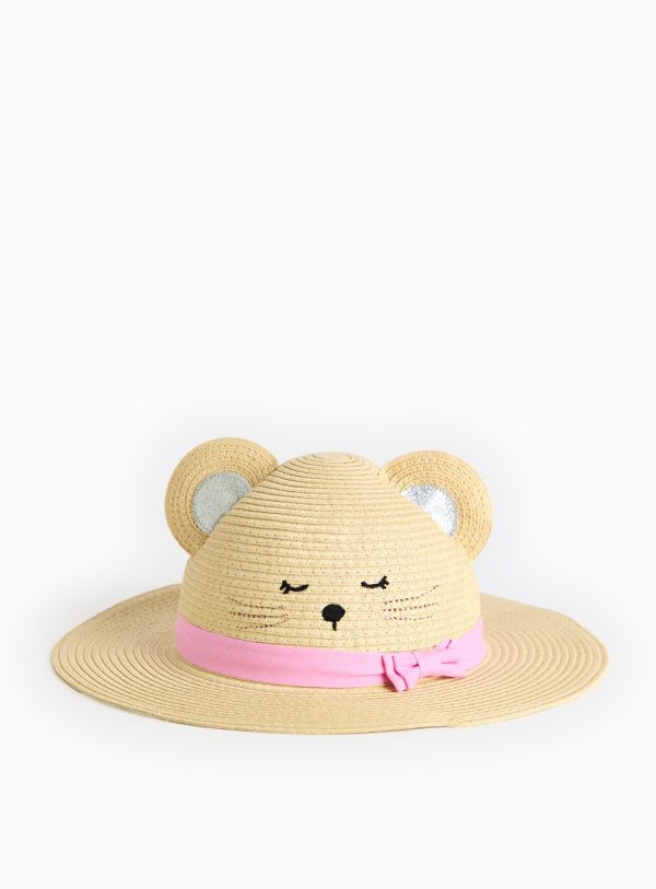 Cream Cream Novelty Cat Straw Sun Hat (6-9 Years) - Tu by Sainsbury's