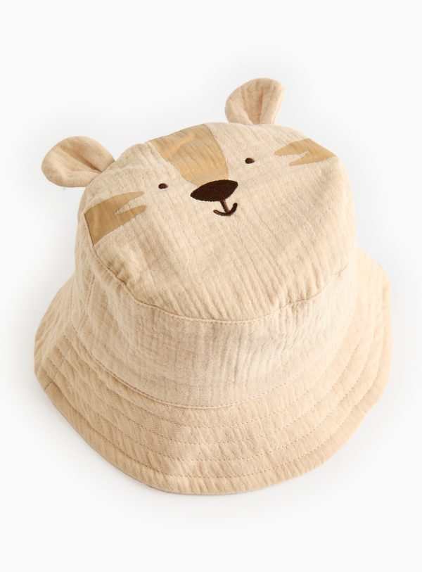 Cream Cream Novelty Tiger Cotton Bucket Hat (Up To 3 Mths) - Tu by Sainsbury's