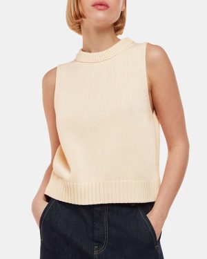 Cream Indie Rib Detail Tank Top