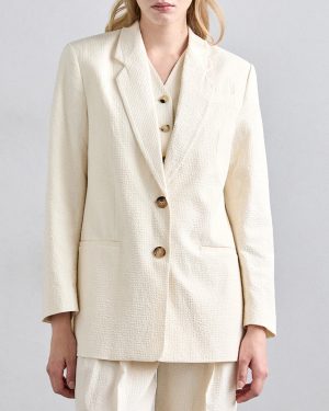 Cream Ophie Textured Blazer