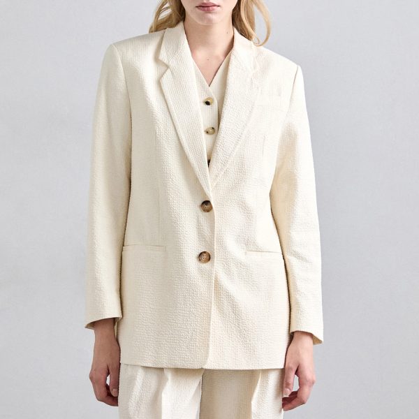 Cream Ophie Textured Blazer