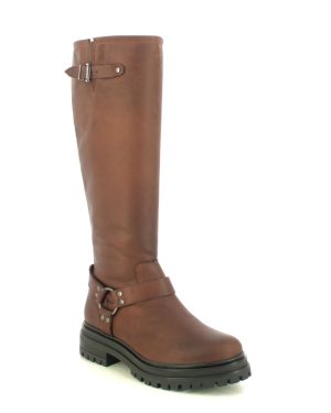 Creator Luna Biker Hi Brown waxy leather Womens knee-high boots B3298-20 in a Plain Leather in Size 41