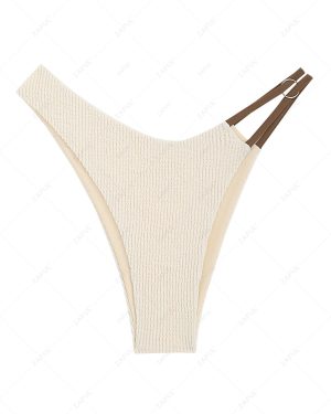 Crinkle O Ring Strappy Bikini Bottom L Light coffee