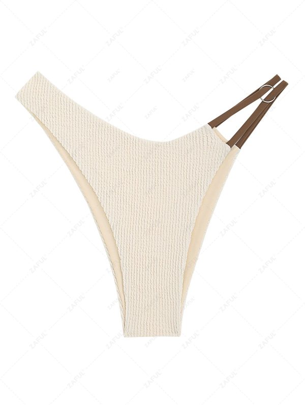 Crinkle O Ring Strappy Bikini Bottom L Light coffee