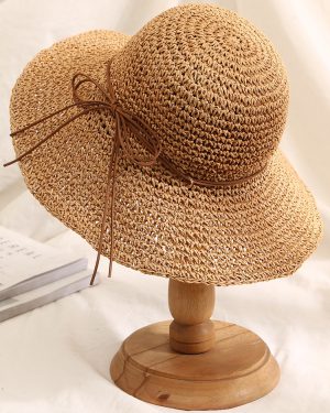 Crochet Straw Hat With Wide Brim Foldable Sun Hat For Women 2025