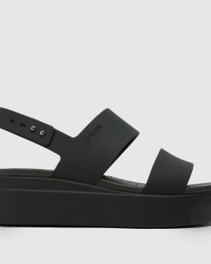 Crocs Brooklyn Low Wedge Sandals in Black