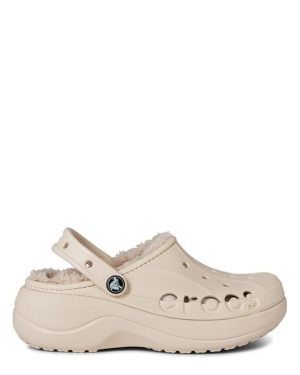 Crocs Classic Lined Platform Clogs Womens - Cream