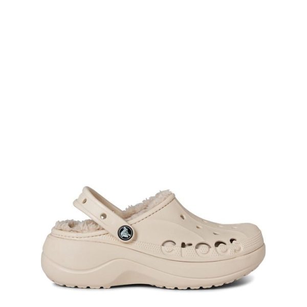 Crocs Classic Lined Platform Clogs Womens - Cream