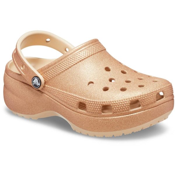 Crocs Classic Platform Glitter Shiitake Tan Womens shoes 207241-2DS in a Plain in Size 8