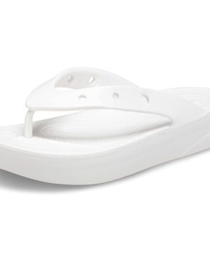 Crocs Women's Classic Flip Flops Platform Sandals White Numeric_4