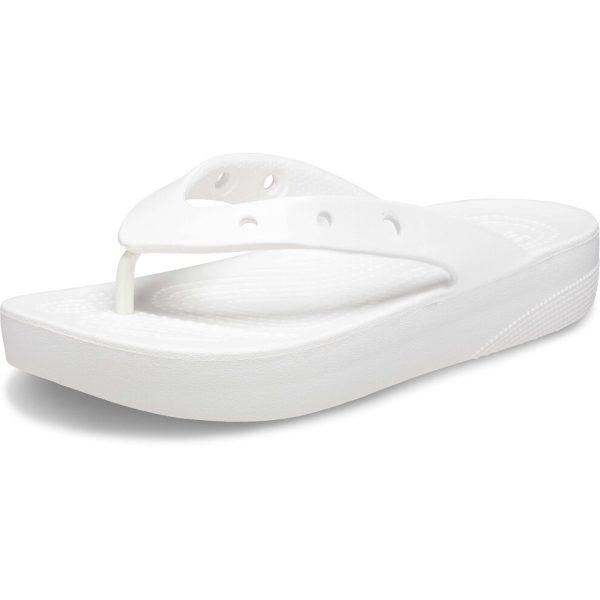 Crocs Women's Classic Flip Flops Platform Sandals White Numeric_4
