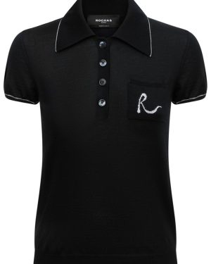 Cropped Cashmere Blend Polo Top