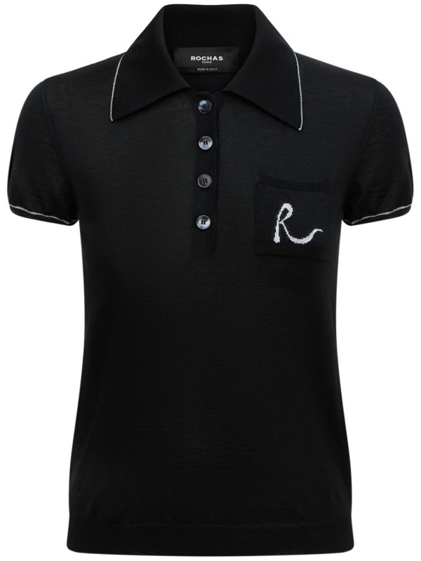 Cropped Cashmere Blend Polo Top