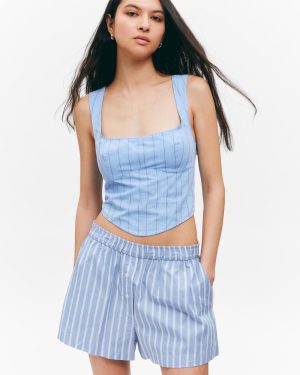Cropped Cotton Poplin Corset Top