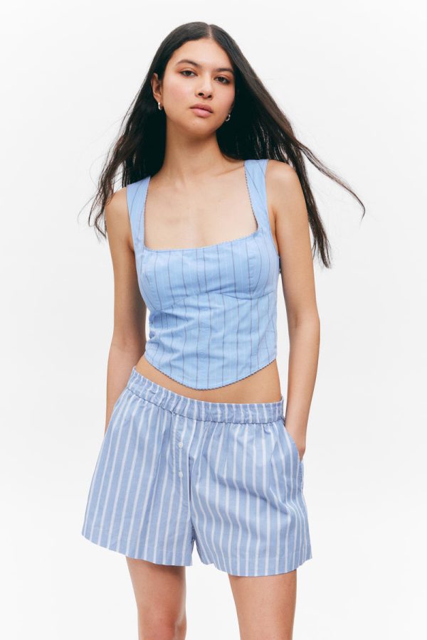 Cropped Cotton Poplin Corset Top