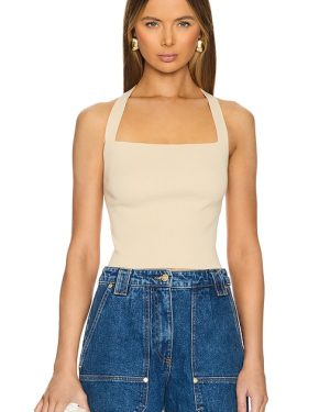 Cult Gaia Crawford Knit Top in Beige. Size M, S, XL, XS.