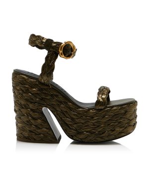 Cult Gaia - Daelan Raffia Platform Sandals - Metallic - IT 37 - Moda Operandi