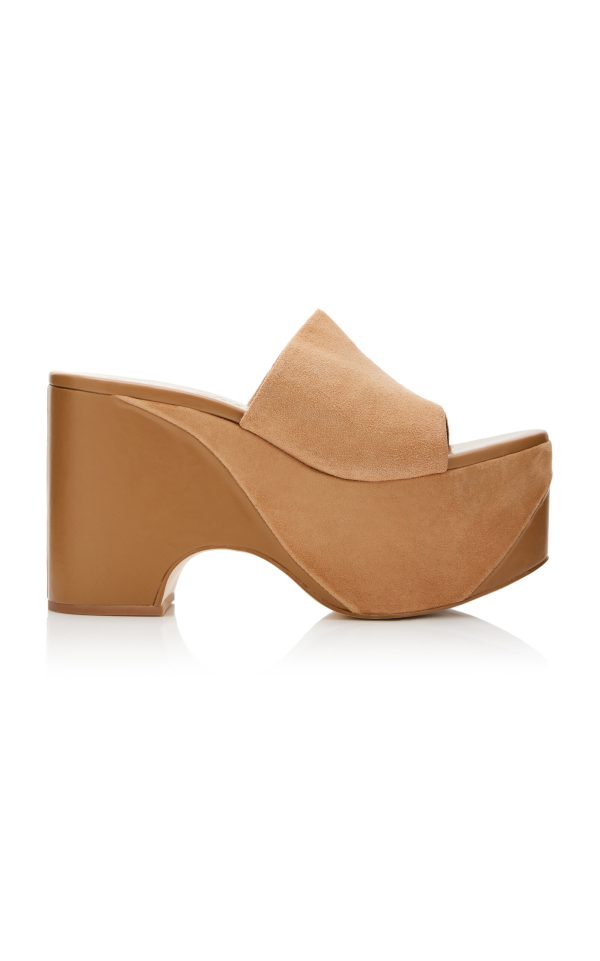 Cult Gaia - Natasha Suede Platform Mules - Tan - IT 41 - Moda Operandi