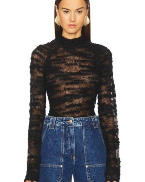 Cult Gaia Sima Knit Top in Black. Size M, XL.
