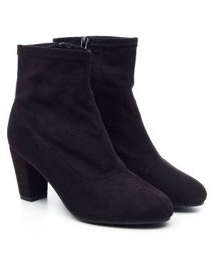 Cushion Walk Black - Suede Heeled Boots, Size: 3