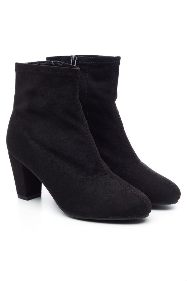 Cushion Walk Black - Suede Heeled Boots, Size: 3