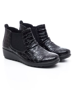 Cushion Walk - Croc Ankle Boot With Wedge Heel