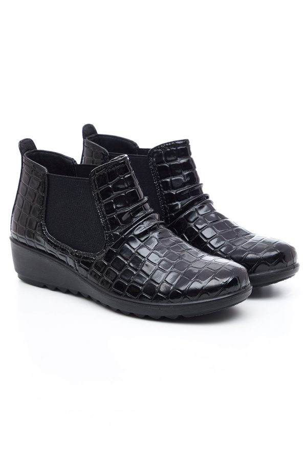 Cushion Walk - Croc Ankle Boot With Wedge Heel