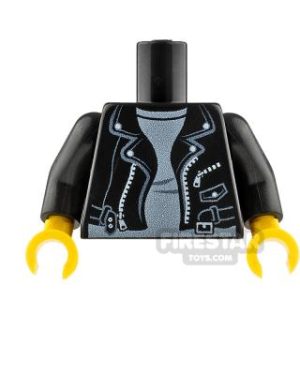Custom Printed Torso Leather Jacket BLACK
