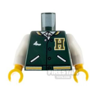 Custom Printed Torso Stranger Bricks Varsity Jacket DARK GREEN