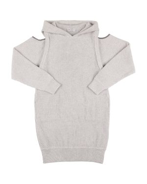 Cut Out Ribbed Cotton Sweater Dress