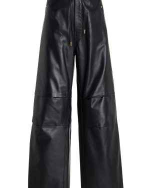 DARKPARK - Daisy Drawstring Wide-Leg Leather Pants - Black - FR 38 - Moda Operandi
