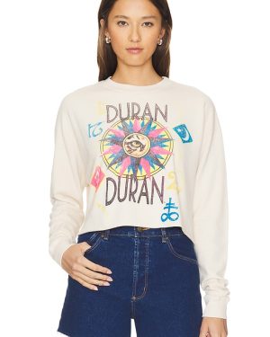 DAYDREAMER Duran Duran USA Tour 1984 Cropped Sweatshirt in Tan. Size S, XS.