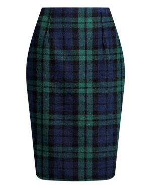 (DEEP GREEN, L) High Waisted Thick Woolen Midi Skirts