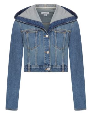 DENIM CROP HOODED JACKET - Alaia - Woman